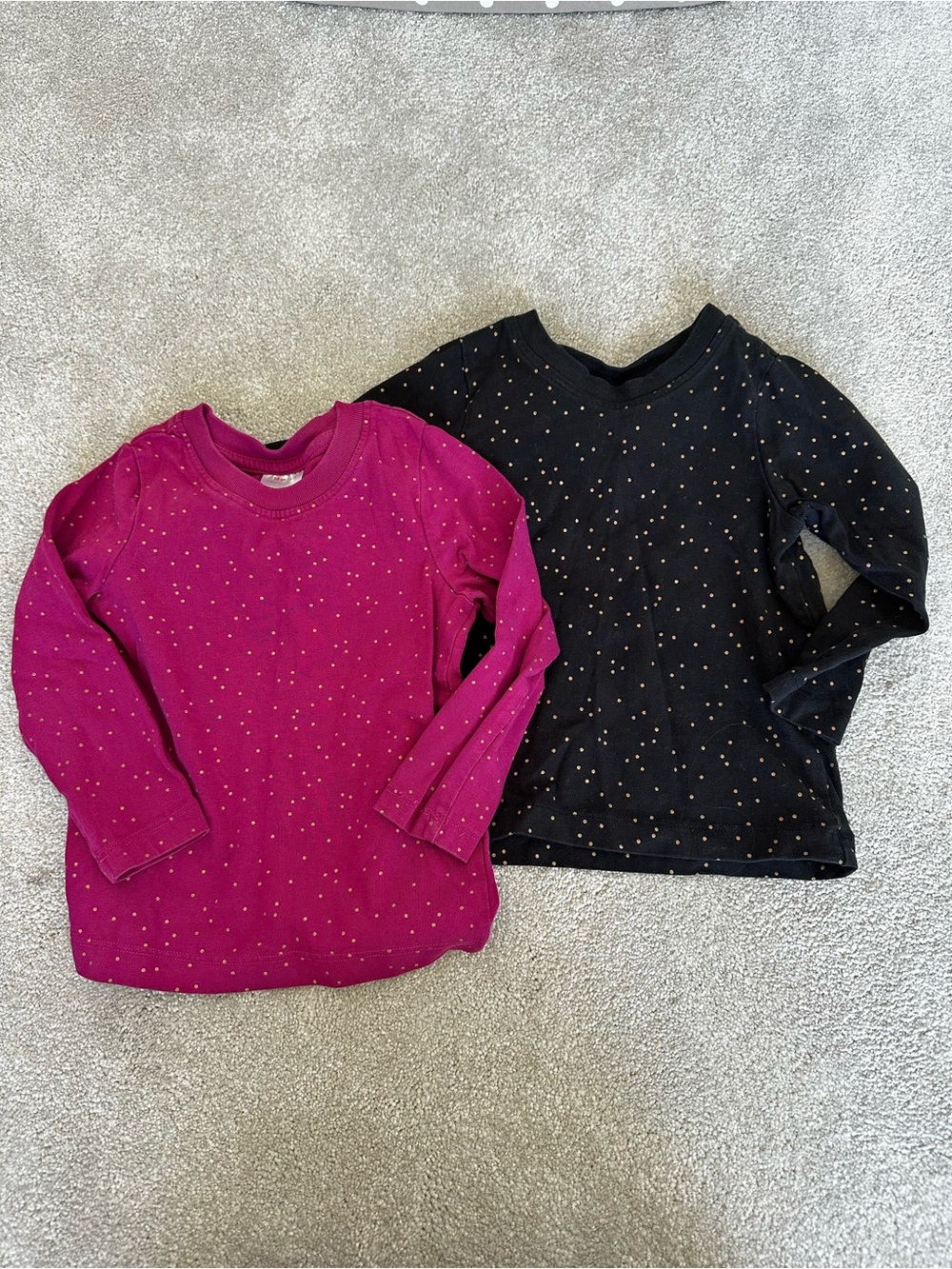 [Hanna Andersson] Long-Sleeve Dot Print Top - Magenta and Black